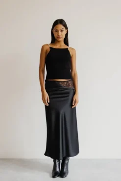 Musier Paris jupe midi en satin curzola