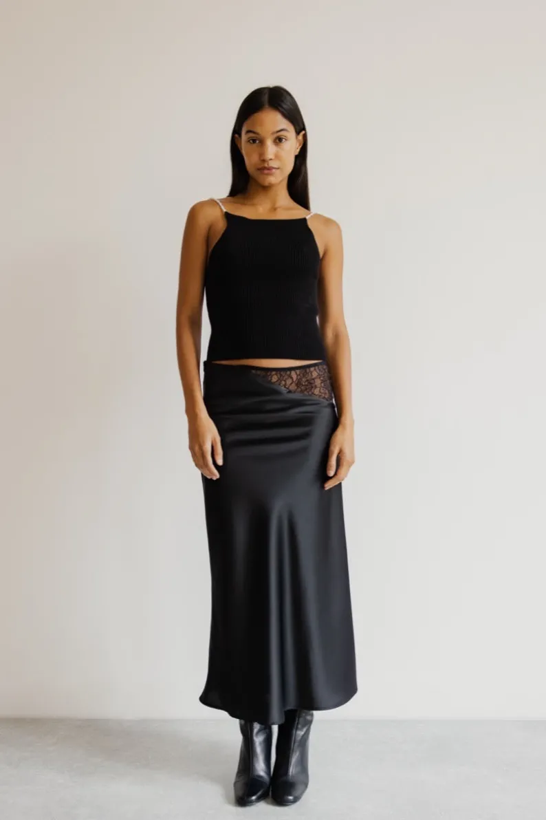 Musier Paris jupe midi en satin curzola