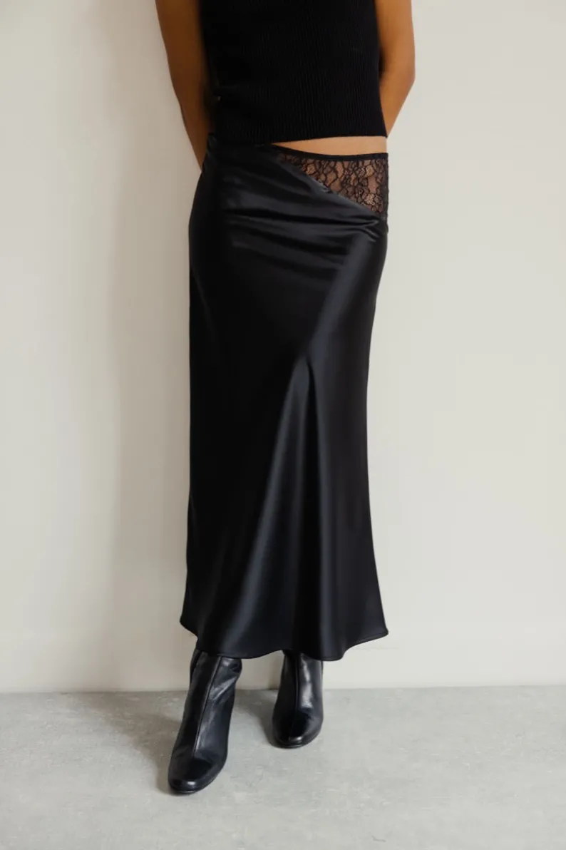 Musier Paris jupe midi en satin curzola