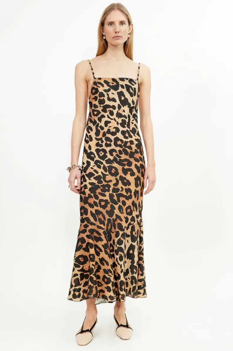 Musier Paris robe longue imprimée fauve